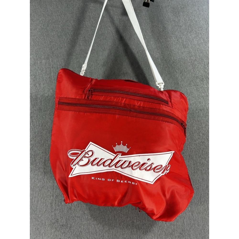 Vintage Budweiser Stadium Blanket Poncho 2-in-1 Hooded Coverup Lined Fleece Bag